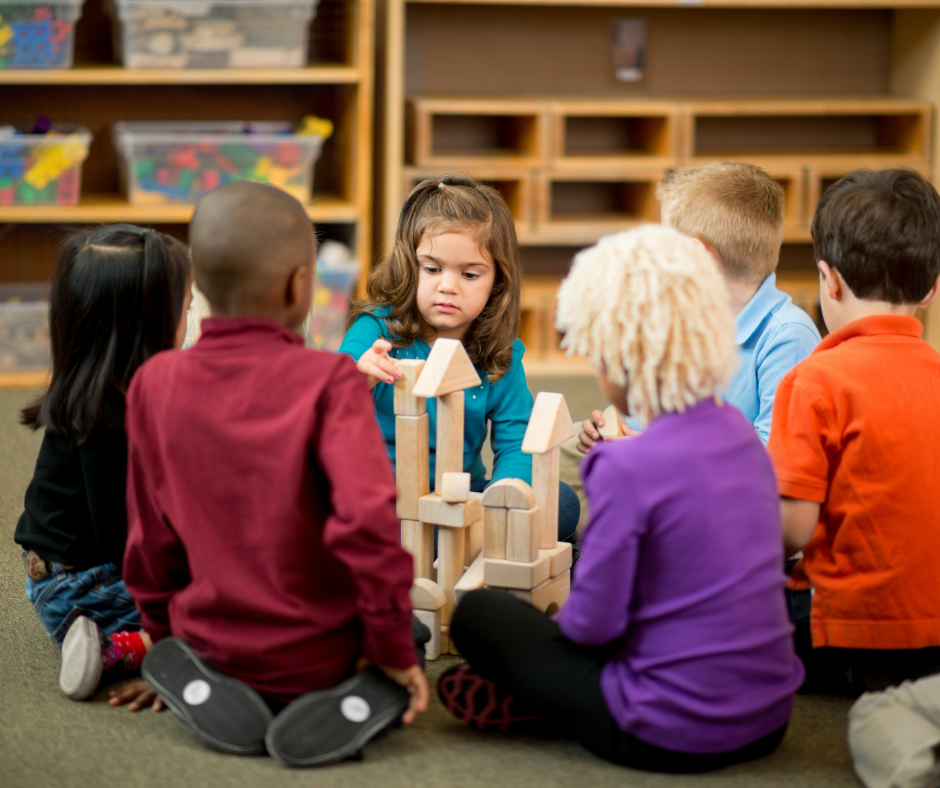 Children playing in a Pre-K Classroom. 