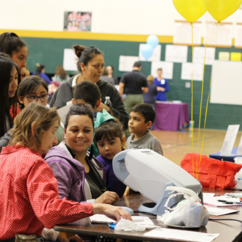 Eye vision test at a past Family Health Festival event.