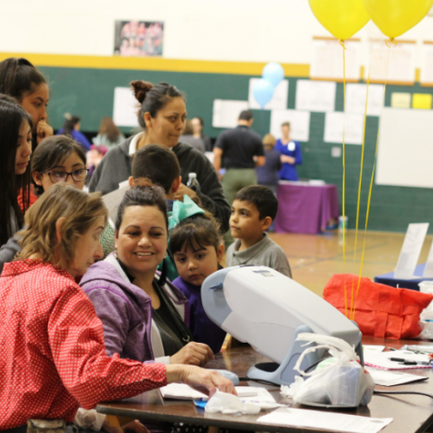 Eye vision test at a past Family Health Festival event. 