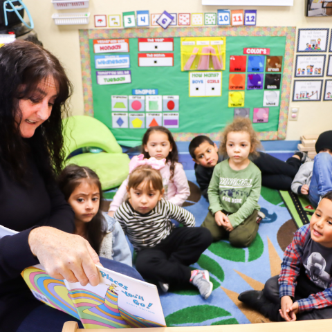 Volunteer reading to kids